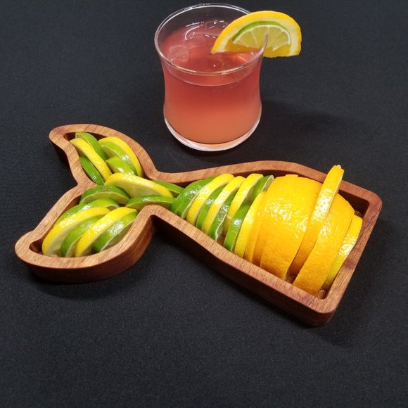 Mermaid Tray Solid Mahogany - Our Signature Mermaid Tail - Picture 1 of 8